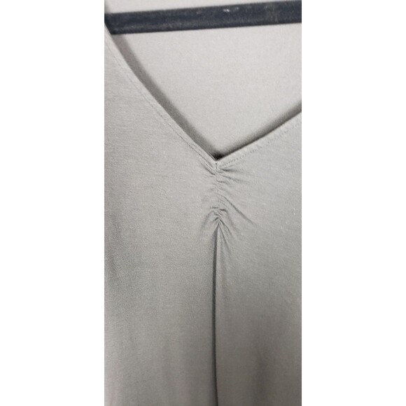 Eileen Fisher Shirt Top M Gray Tencel Cashmere 3/4 Sleeve V-Neck Ruched Casual - Picture 4 of 9